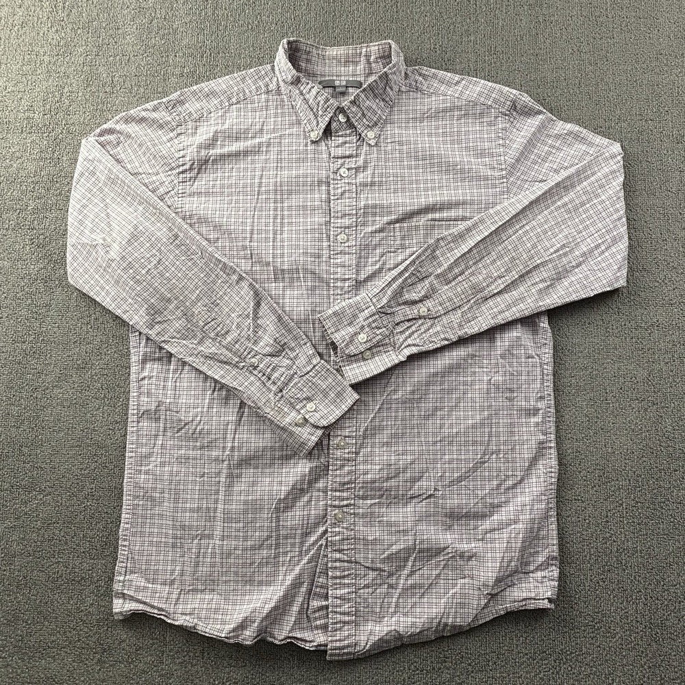 Uniqlo Shirt Large Check Button Up Long Sleeve Casual Preppy Men's